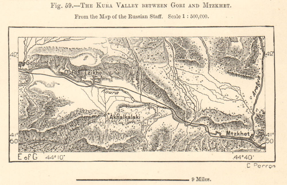 Gori, Mtzkhet (Mtskheta) & Kura (Mtkvari) valley, Georgia. Sketch map 1885